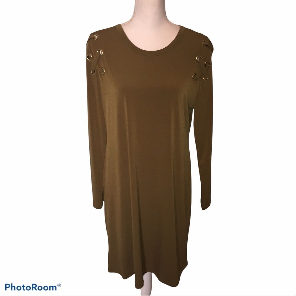 Carmen Marco Valvo Embellished Shoulder Dress Sz L